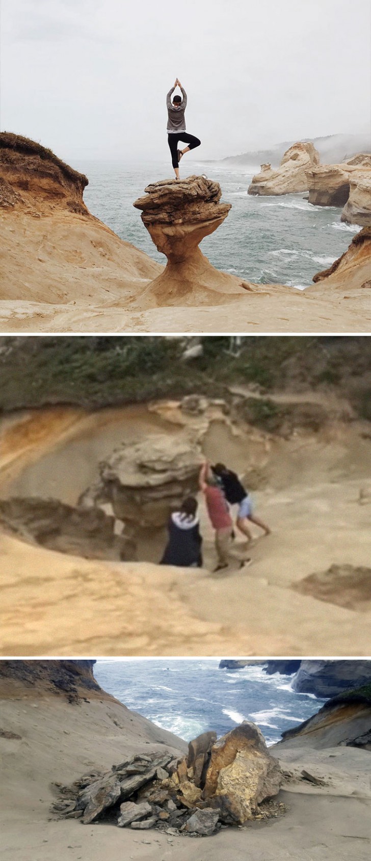 These foreign tourists have destroyed an important and very popular rock formation in Oregon!