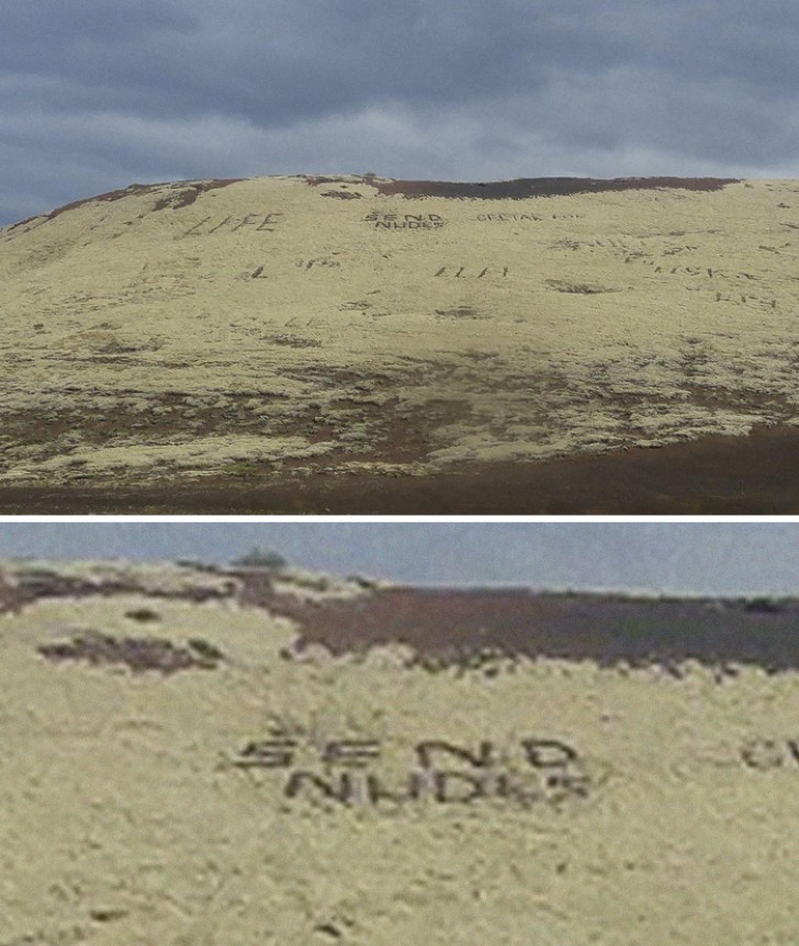 Sur les collines verdoyantes de l'Irlande, les écrits de vandales gâchent le paysage...
