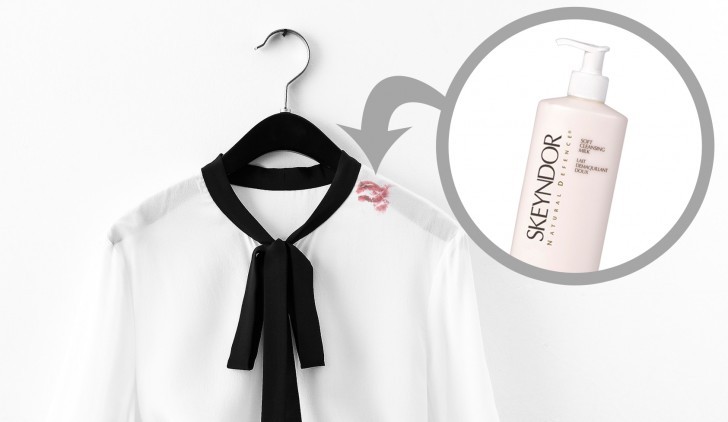 Lo struccante, se applicato prima del lavaggio sui capi delicati, rimuove rossetto, mascara e fondotinta