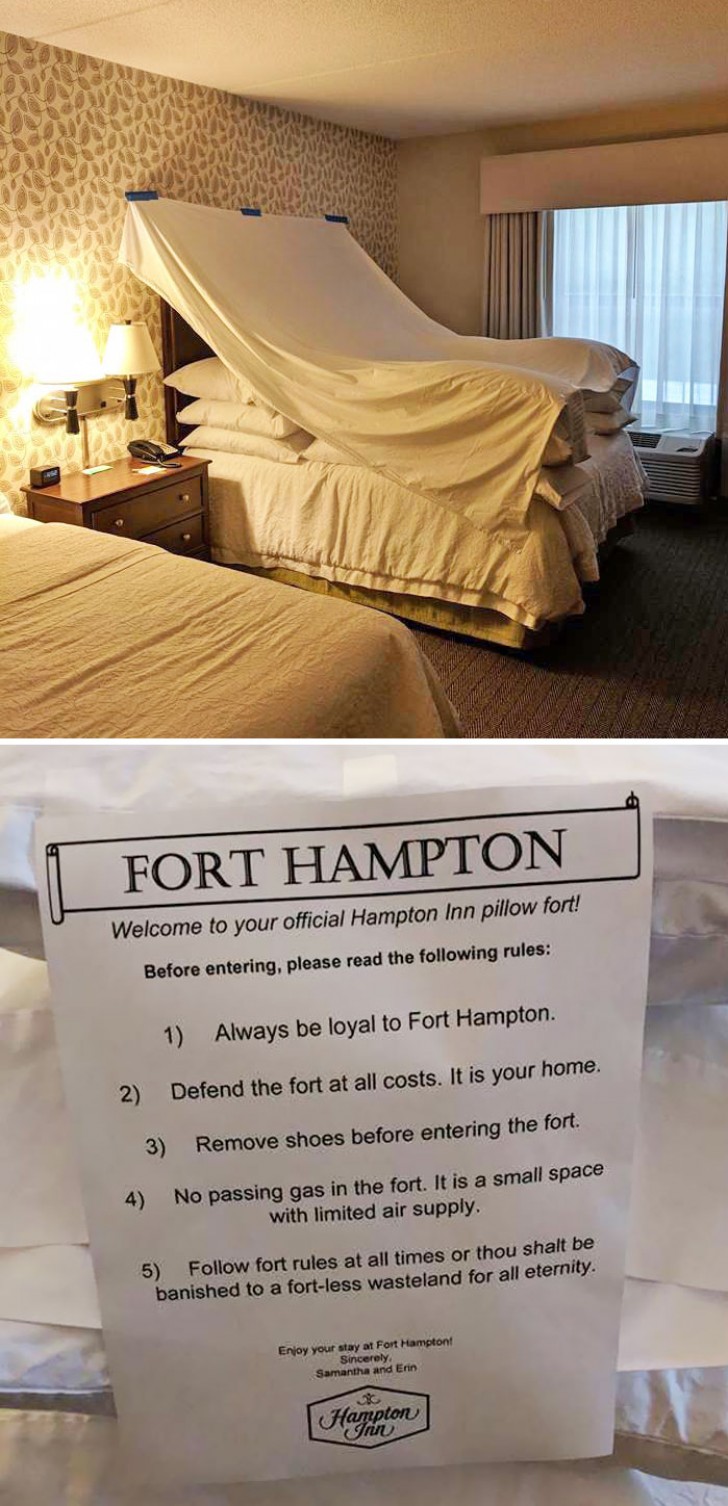 1. Un fortino fatto tutto di cuscini... chi non vorrebbe un letto così?