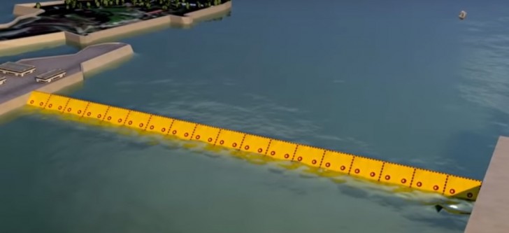 De Venice Tide Barrier is een project voor de stad Venetië, bestaande uit 78 roterende poorten die voorkomen dat water de lagune op volle zee binnentreedt.