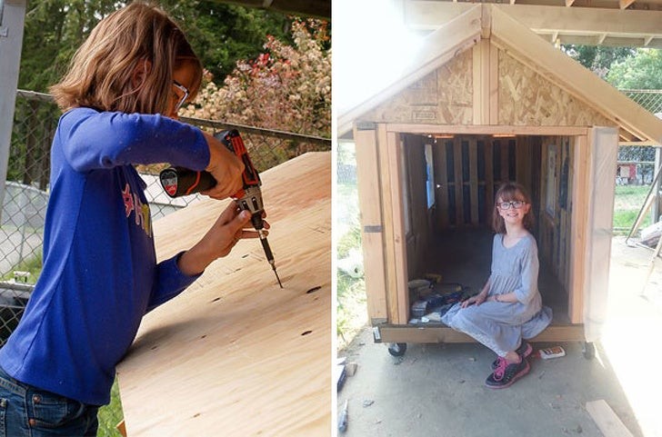 11. Dieses kleine Mädchen, gerade mal 9 Jahre alt, hat einen mobilen Unterschlupf für Obdachlose geschaffen.