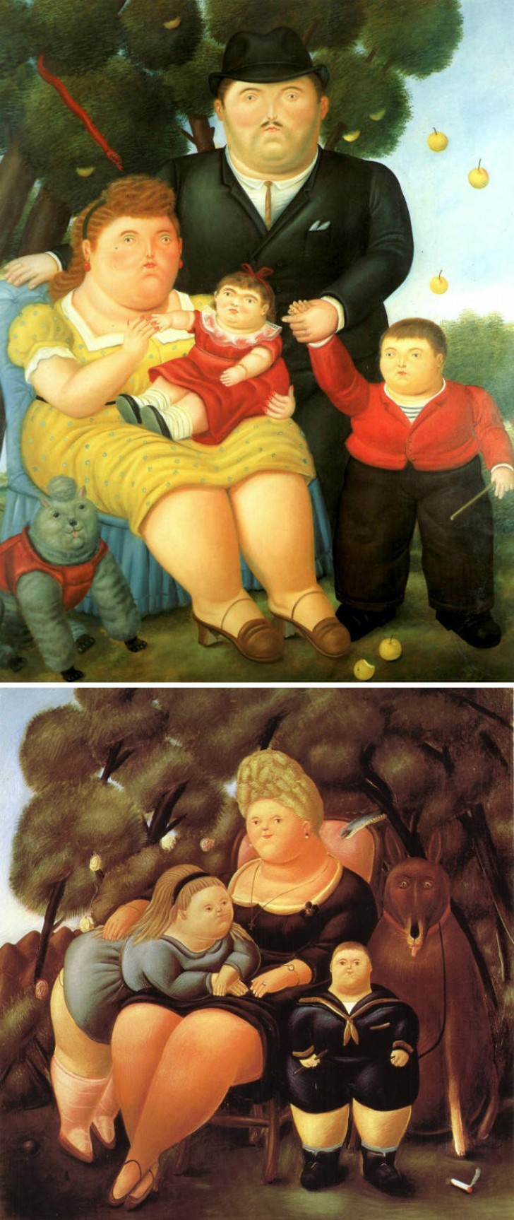 Wenn die gemalten Charaktere glücklich übergewichtig sind, kann es nur Fernando Botero sein!