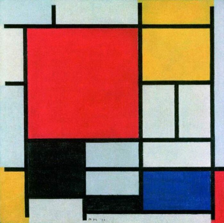 Gemälde, Rechtecke, vertikale und horizontale Linien: das sind die Meisterwerke von Piet Mondrian