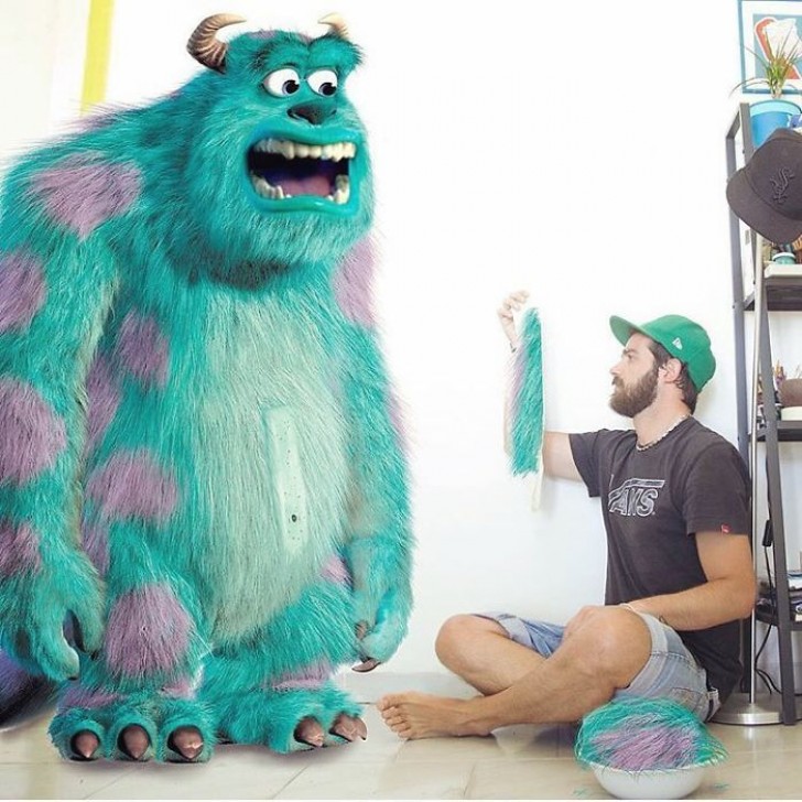 Um die Kinder mit Sully von Monsters & Co. zu erschrecken