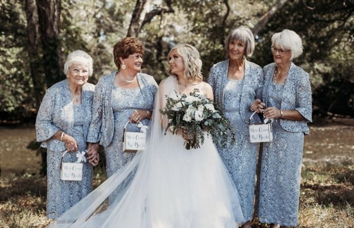 The surprises were actually four, namely, the respective grandmothers of Tanner and Lyndsey who served as bridesmaids!