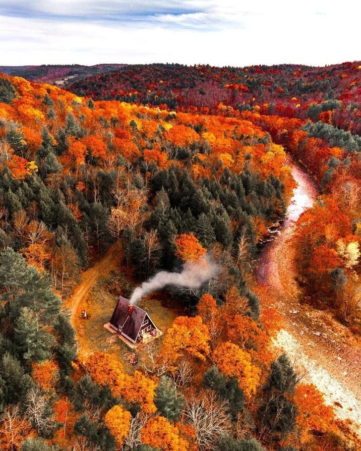Les couleurs extraordinaires de l'automne dans ce paysage époustouflant du Massachusetts, USA