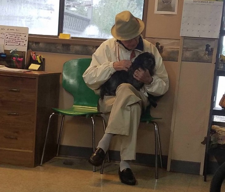 7. Dieser alte Mann hat seinen Hund verloren und versucht jeden Tag, anderen ein wenig Zuneigung zu schenken...
