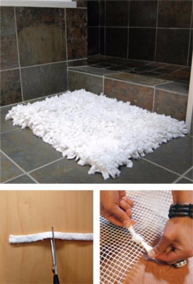10. Con un po' di pazienza potreste creare un tappetino da bagno nuovo e soffice, senza sprechi