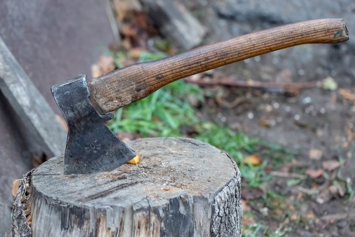 14. Se a casa usate legna da ardere, potrete sfruttare semplicemente il vostro tronco come base per spaccare i ciocchi di legno, prima che la natura faccia il suo corso