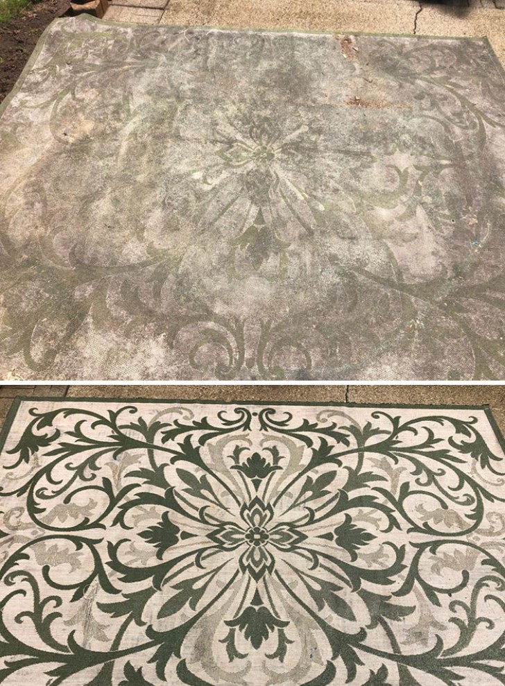 7. "J'ai lavé ce tapis que les anciens propriétaires avaient laissé. Je n'avais aucune idée que le motif était si complexe."