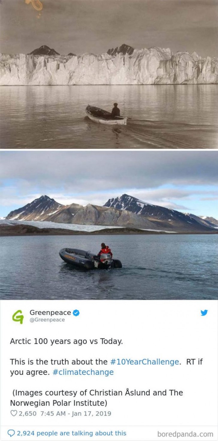 Het Noordpoolgebied 100 jaar. Het verschil is duidelijk...