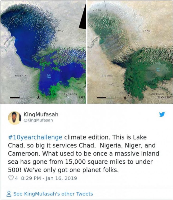 De 10 Years Challenge voor het Tsjaadmeer, in Nigeria.