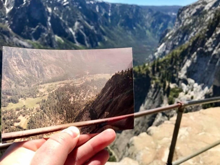 16. 30 jaar later volgde hij hetzelfde pad dat zijn vader had genomen naar Yosemite Falls