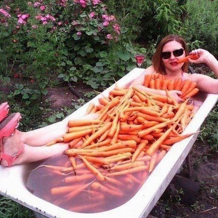 1. Un bagno di carote: deve essere tonificante!