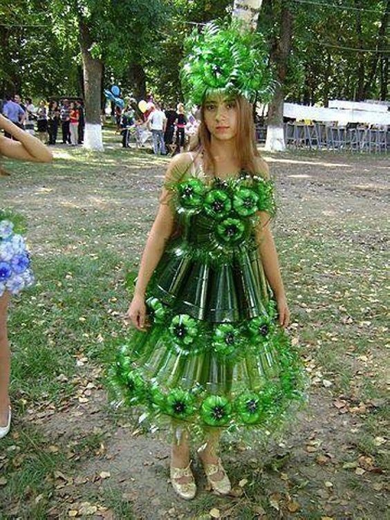 15. A costume made from recycled bottles