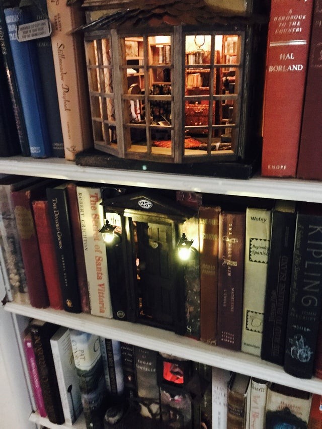 Si vous êtes vraiment fan de poupées gigognes et d'ironie, il n'y a rien de mieux qu'une petite librairie parmi les livres de votre maison !