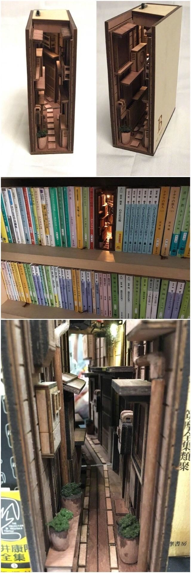 Parmi les volumes infinis de votre collection de manga japonais, vous pourriez inclure une "étagère" en plus représentant une rue dans une ville orientale surpeuplée.
