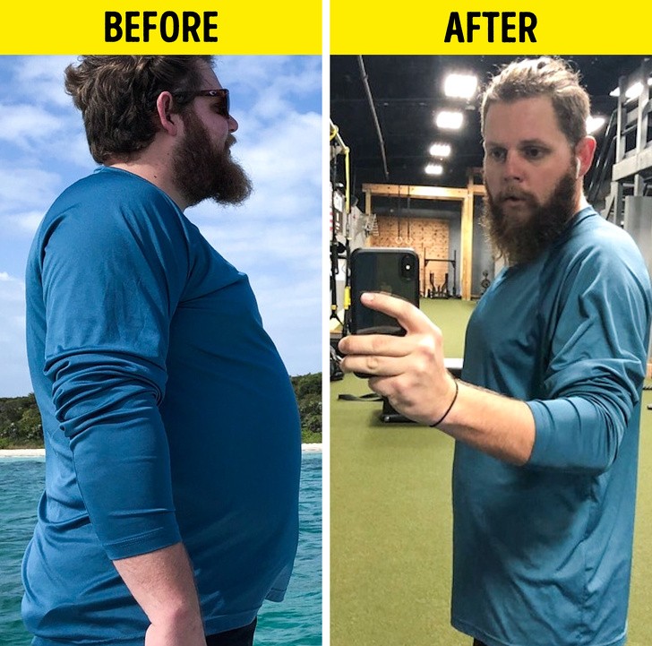 15. "Same shirt, but with a year of difference!" - he lost 28 kg and now weighs 83 kg!