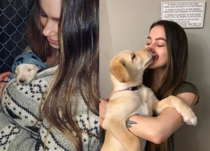 This girl had nursed a very sick 2-week-old puppy, convinced that she wouldn't get through the night ... now she is her beloved pet!
