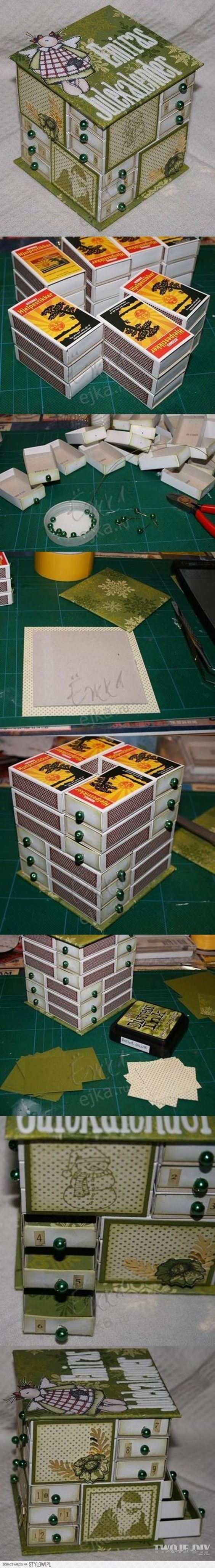 1. Con le scatole dei fiammiferi potete creare una mini cassettiera
