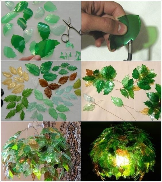 10. Un lampadario decorato con foglie che non appassiranno mai