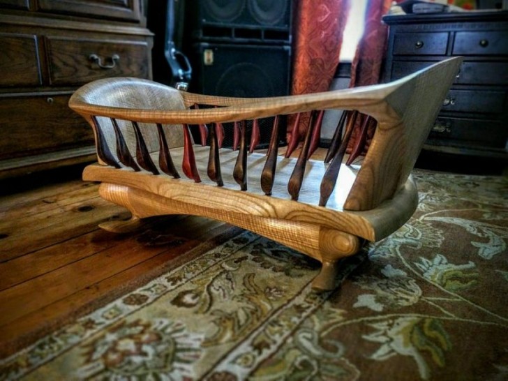 10. A dad built this cradle with his own hands. It took 60 hours to make it and will be used for 4 months.