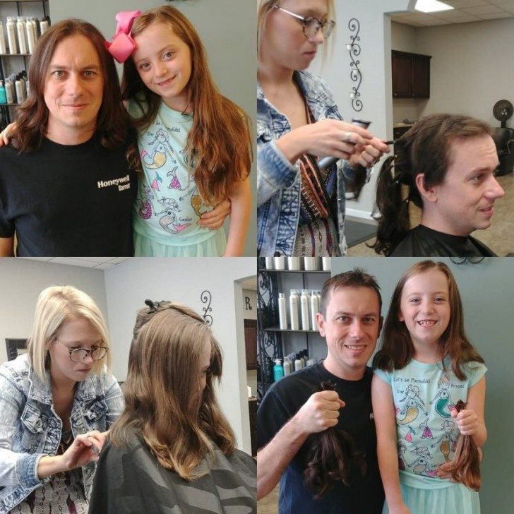 8. "I promised my daughter that I would also donate my hair with her. It took 2 years to grow, but it was worth it!"