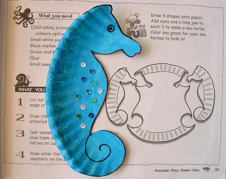 14. Ecco come ritagliare un piatto di carta per ricavarne due ippocampi!