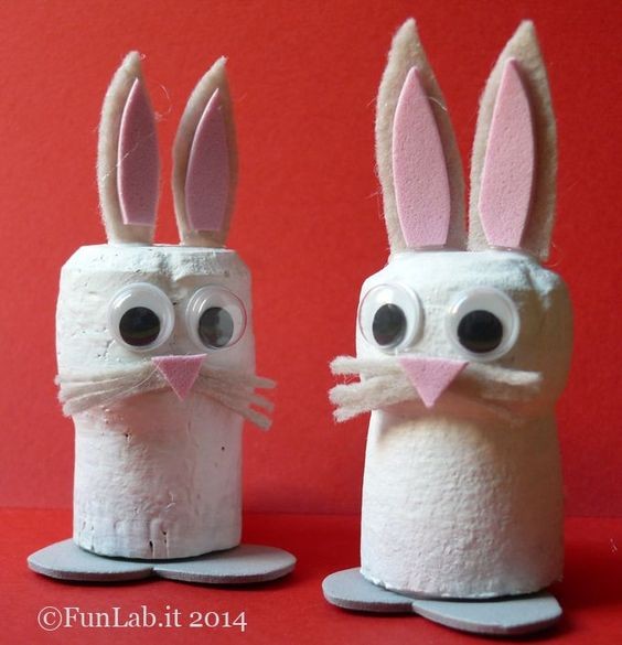 5. Altra versione dei coniglietti con tappi di spumante: questi hanno gli occhi adesivi e i baffetti di feltro!