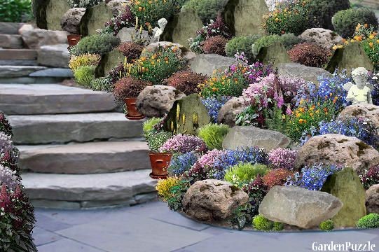 4. Dit type tuin wordt vaak gebruikt om de zijkanten van de trap te versieren