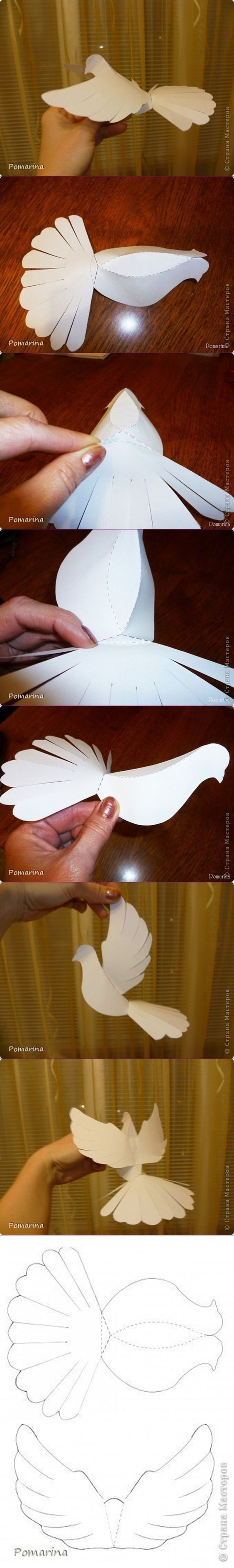 4. Un modello per un'elegante colomba di carta