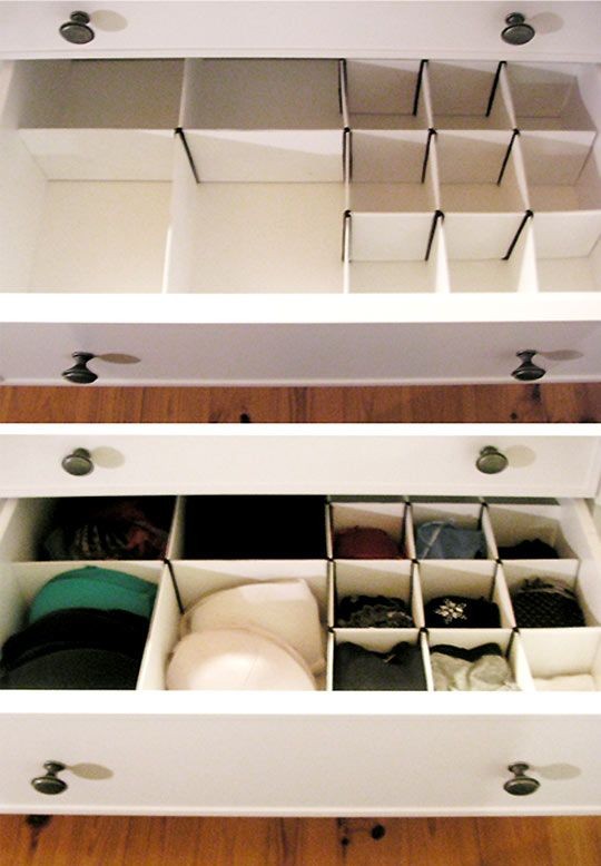 5. Semplici divisori di carta nei cassetti faranno sparire i grovigli di indumenti