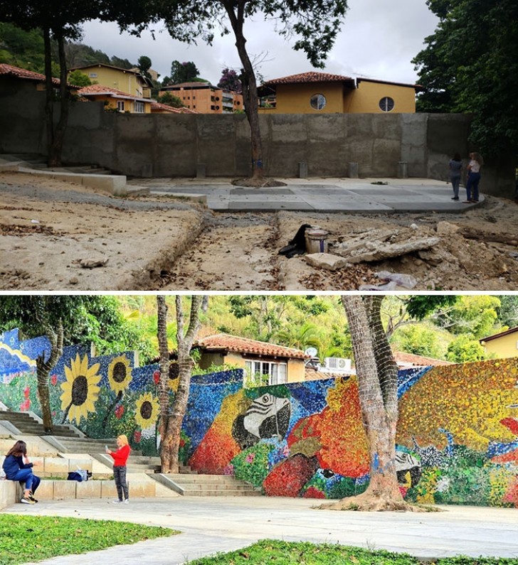 L'area di El Hatillo, negli ultimi anni diventata una discarica, è stata quindi nuovamente valorizzata con quest'opera murale coloratissima,