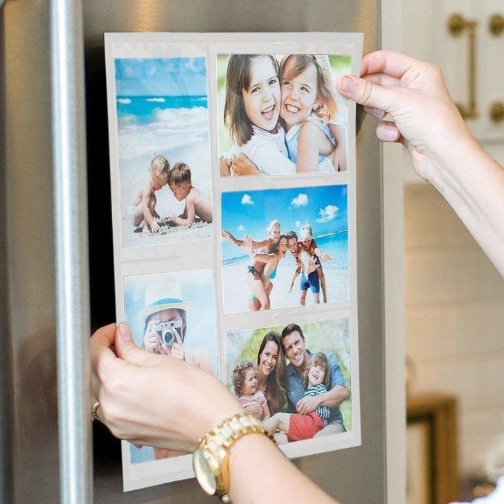 9. Incollate le vostre foto più belle a un foglio magnetico e sfoggiatele sul frigorifero