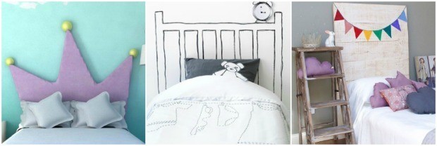 3. Tre opzioni per realizzare una testata del letto fai da te: con una sagoma di stoffa o feltro, con un disegno a parete o su assi di legno