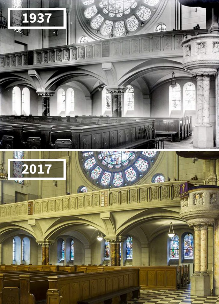 À l'intérieur de l'église Saint-Mathieu à Lodz, en Pologne ; très peu de choses, heureusement, ont changé