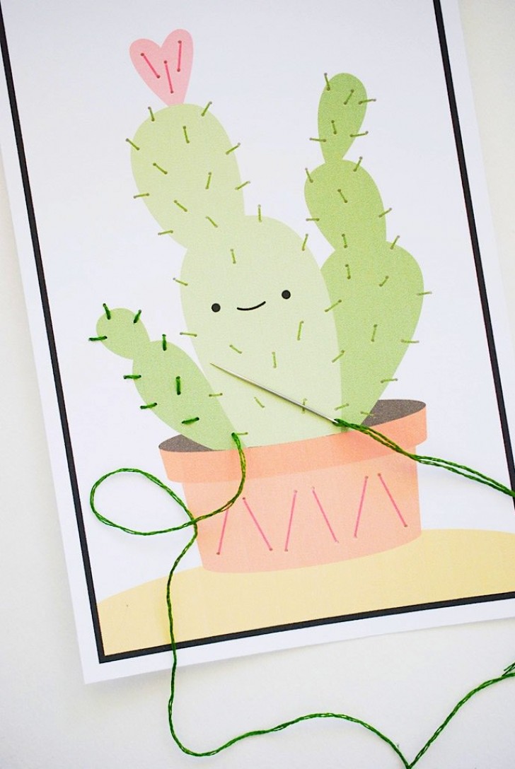 9. Adorabili cactus da decorare con ago e filo