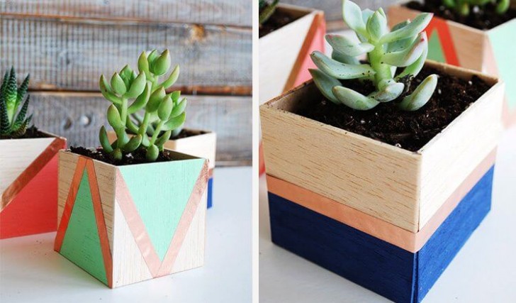 4. La vostra mamma ama le piante? Allora perché non realizzare un piccolo vaso con semplici strisce di legno di balsa?