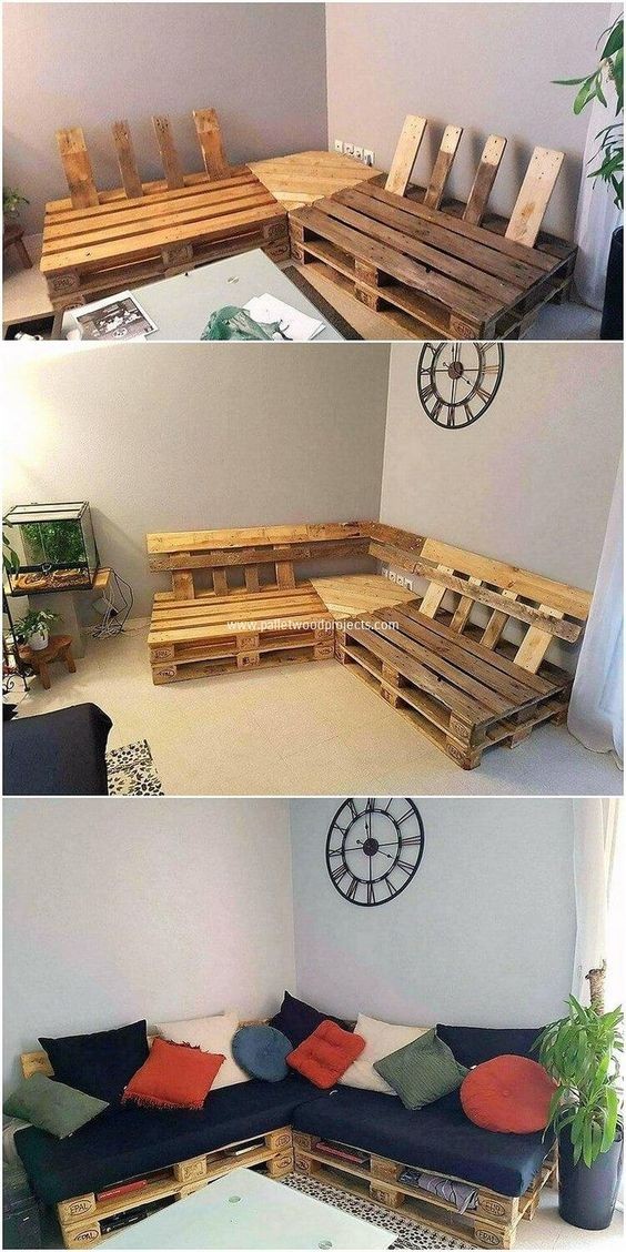 3. Un modo per costruire un divano d'angolo con i pallet