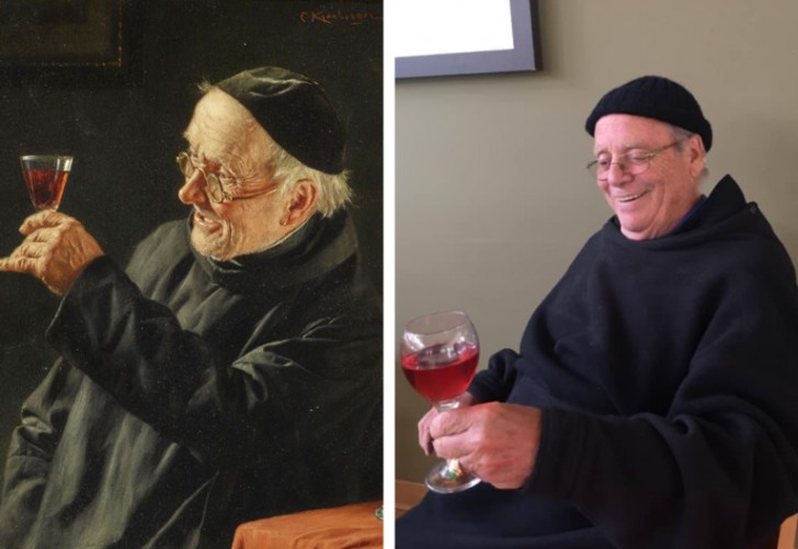 4. "Il monaco con un bicchiere di vino rosso" di Carl Kronberger riuscito perfettamente in questa simpatica resa