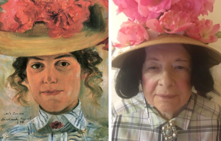 5. Questa signora ricrea "La donna con il cappello di paglia" di Lovis Corinth (1898)