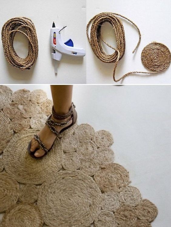 7. Con un po' di pazienza e tanta corda a disposizione, si possono creare anche dei bellissimi tappeti alternativi!