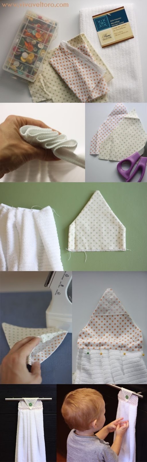 1. Un'idea semplice per creare asciugamani da appendere all'altezza giusta per i bambini
