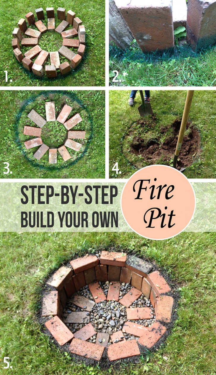 Om du har tegelstenar hemma kan du skapa en egen eldstad i ett hörn av trädgården med några enkla steg