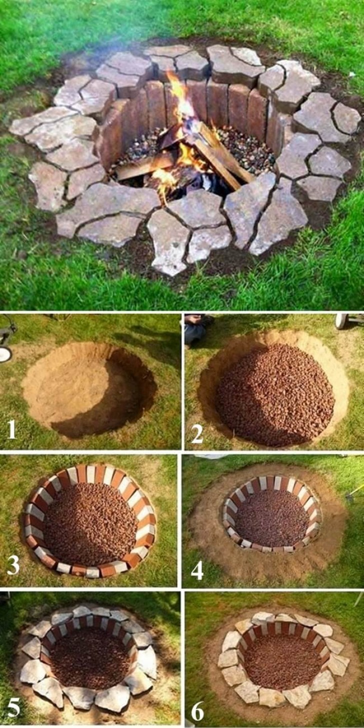 1. Fire pit di pietra: caminetto all'aperto scavato in terra