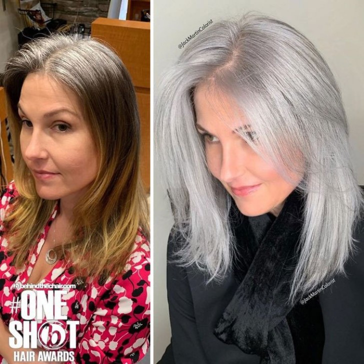 Despite what we think of gray and white hair, Martin's dyes make women look years younger and gives their hair an amazing shine