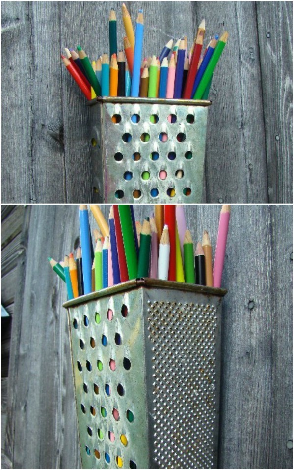3. Una vecchia grattugia usata come porta penne