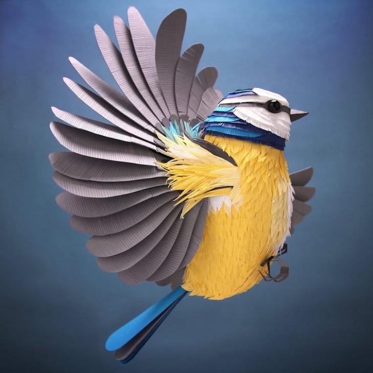 2. Questo uccellino è a dir poco affascinante: incredibile pensare che è stato creato con centinaia di semplici pezzetti di carta