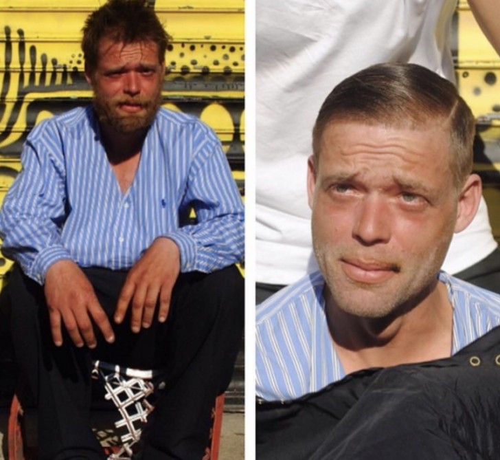 11. Un barbier au cœur d'or a offert une coupe de cheveux à ce sans-abri vivant dans la rue
